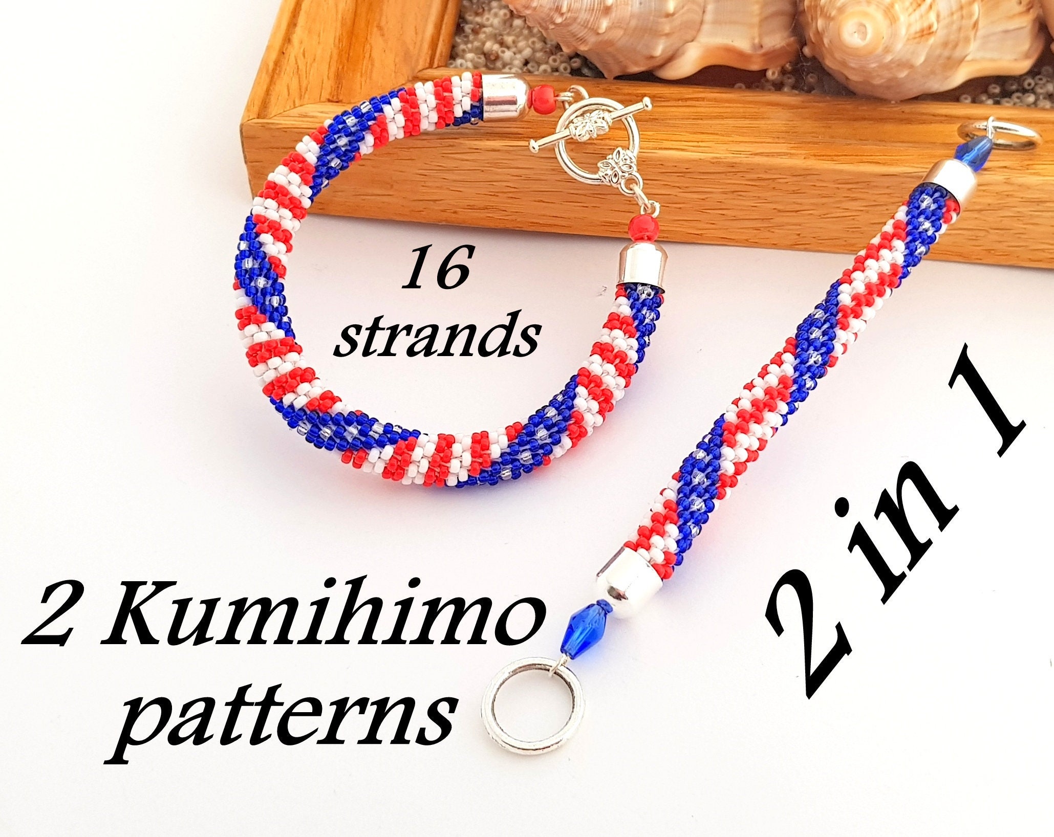 American Flag Beaded Kumihimo Patterns and Tutorial Patriotic