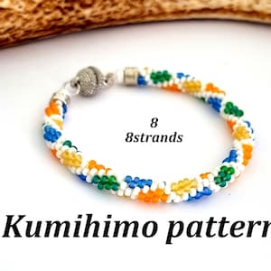 8 Strang Perlen Kumihimo Seed Bead Armband PDF Muster und Anleitung Sofort Download Multi Farben Bead Rope Braid