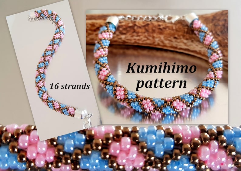 16 Strands Beaded Kumihimo Bracelet Pattern Tutorial PDF Etsy