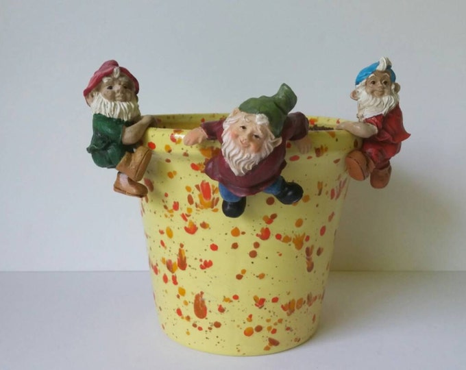 Set of Three Vintage Gnome Pot Hangers/garden Gnome/garden Art Etsy