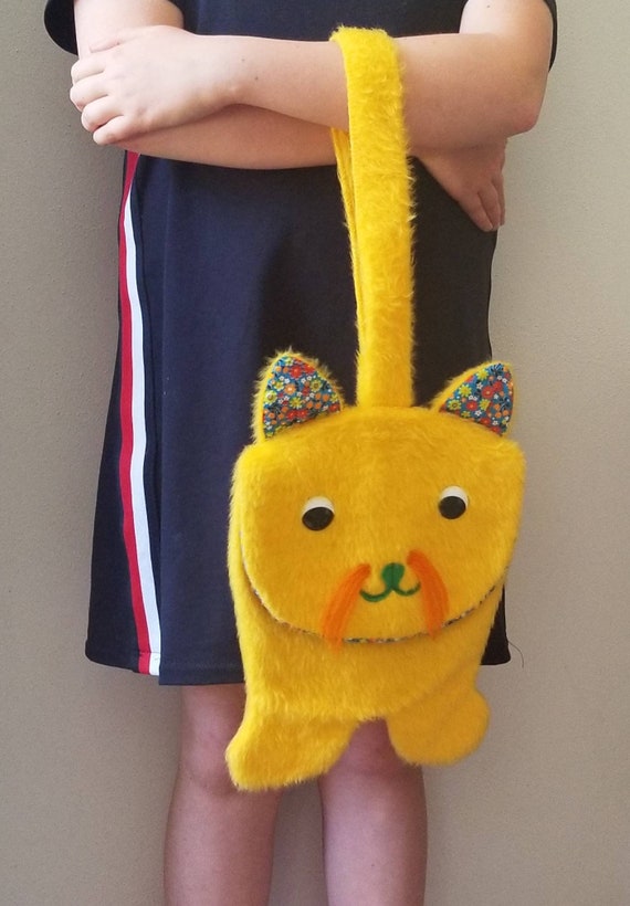 Free Shipping Vintage Cat Purse Handbag Fuzzy Purs