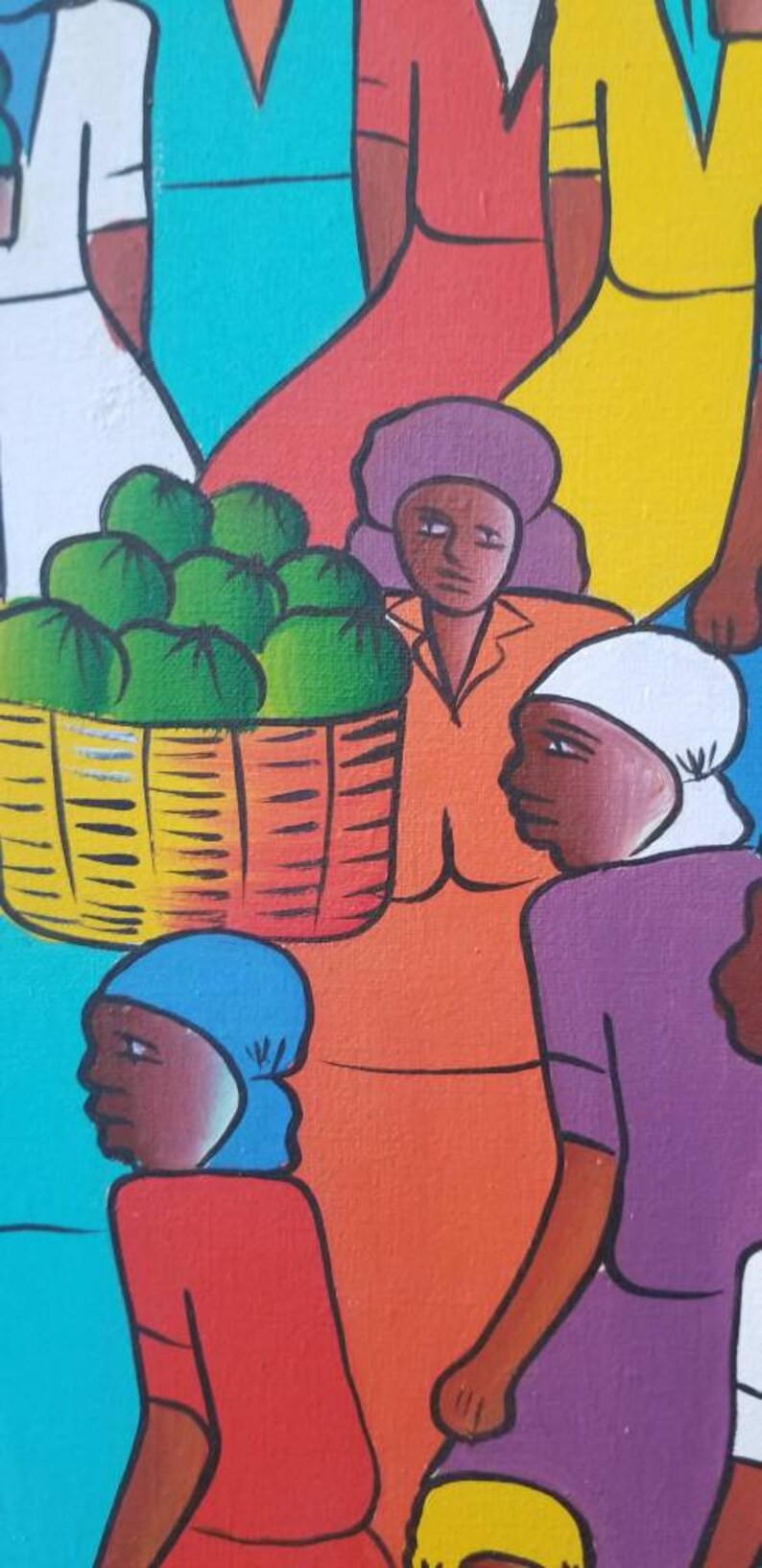 African Art Haiti African Women Vintage Original Oil Painting Haitian Art Africa