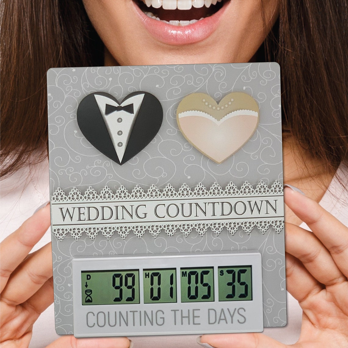 Wedding Countdown Clock on an Embellished Card Etsy