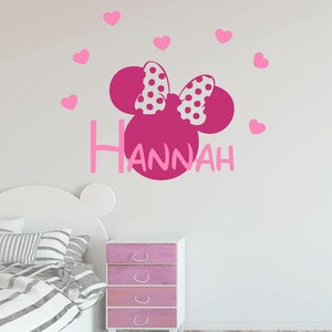Minnie Mouse Name Vinyl Wall Decal, Disney inspired for kids room Nursery, Personalized choose color and fonts Mickey Mouse C361