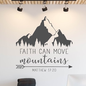 Faith can move mountains Vinyl Wall Decal, Choose size and color, Family scripture inspirational wall decor Arrow Motivational Bible msc100