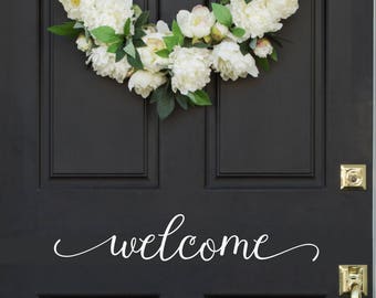 Welcome Door Vinyl Wall Decal Fancy Front Door Sticker for Home Entrance Gift Idea Simple Decor Home 018