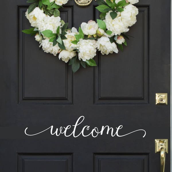 Welcome Door Vinyl Wall Decal Fancy Front Door Sticker for Home Entrance Gift Idea Simple Decor Home 018