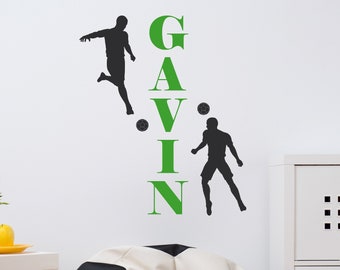 Soccer Players with Name Wall Decal | Personalized Soccer Wall Sticker | Soccer Kids Teen Wall Vinyl Decal | Sport wall decor c513