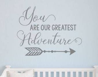 Nursery Wall Decals, Greatest Adventure Decal, Woodland Nursery, Woodland Wall Decal, Arrow Decal,  Nursery Decal, Woodland Vinyl Decal