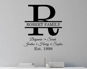 Family Monogram Wall Decal | Family NAME Decal LARGE Wall Sticker | Personalized Family Wall Decal | Custom Family Wall Decal m222