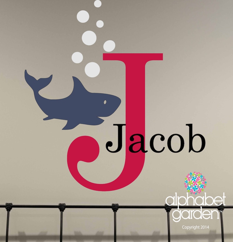 Shark Personalized Name LARGE Shark Vinyl Wall Decal Shark Etsy