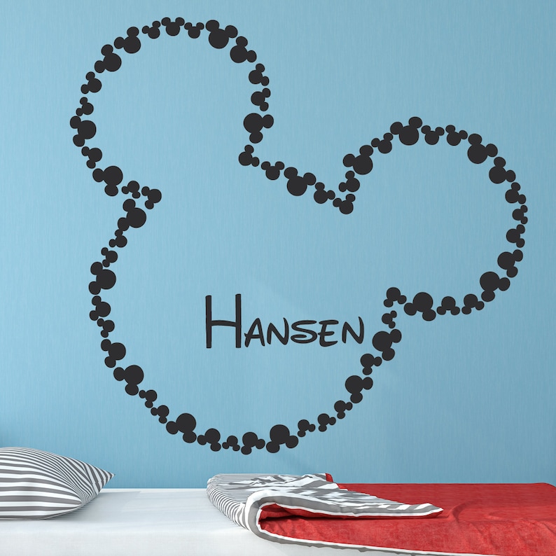 Personalized Large Mickey Mouse Wall Decal Choose Color Font Etsy Ireland