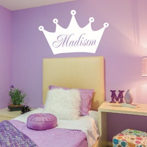 Personalized Princess Crown Vinyl Wall Decal Teen and Nursery Custom Decor Child 314