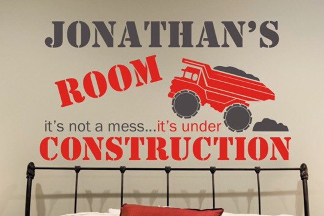Truck Wall Decal Construction Name Wall Decal Kids Teen and Nursery