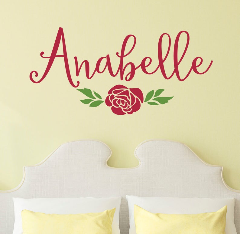 Rose With Name Wall Decal Beauty And The Beast Image 0