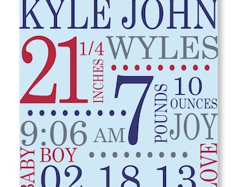 Canvas Baby Birth Annoucement | Custom Birth Annoucements