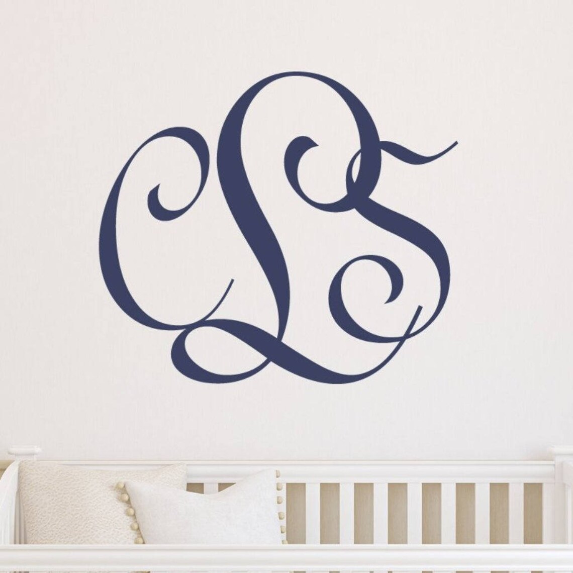 Monogram Decal LARGE Wall Decal Personalized Fancy Decor | Etsy