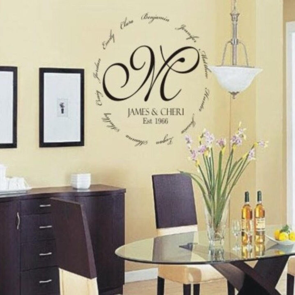 Family Names Monogram in Circle Wall Decal LARGE Wall Decal Etsy