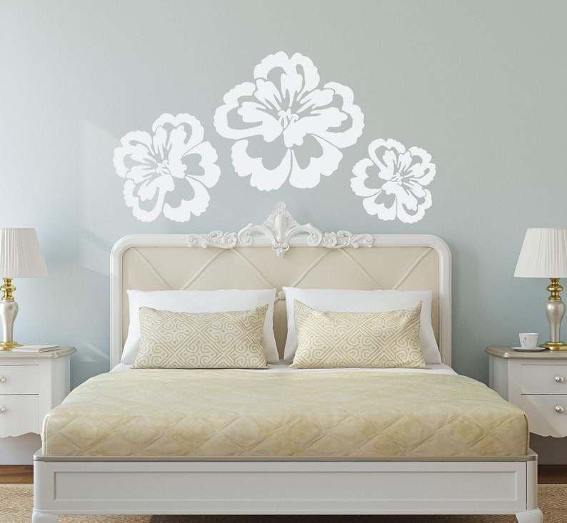 Peony Flowers Wall Decal Hawaiian Hibiscus Tropical Flowers Etsy