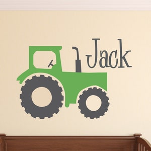 Personalized Tractor Name Large Vinyl Wall Decal Nursery Custom Decor John Deere Farm Children&#39;s Room Design Child 055