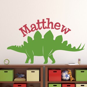Stegosaurus Decal, First Name Decal, Name Wall Decal, Dinosaur Decor, Large Dinosaur, Wall Decal, Dinosaur Nursery, Kids Room c359