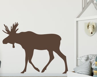 Woodland Moose Wall Decal Custom Vinyl for Nursery Children's Room Cabin Forest Themed Animal Design Personalized Child 085