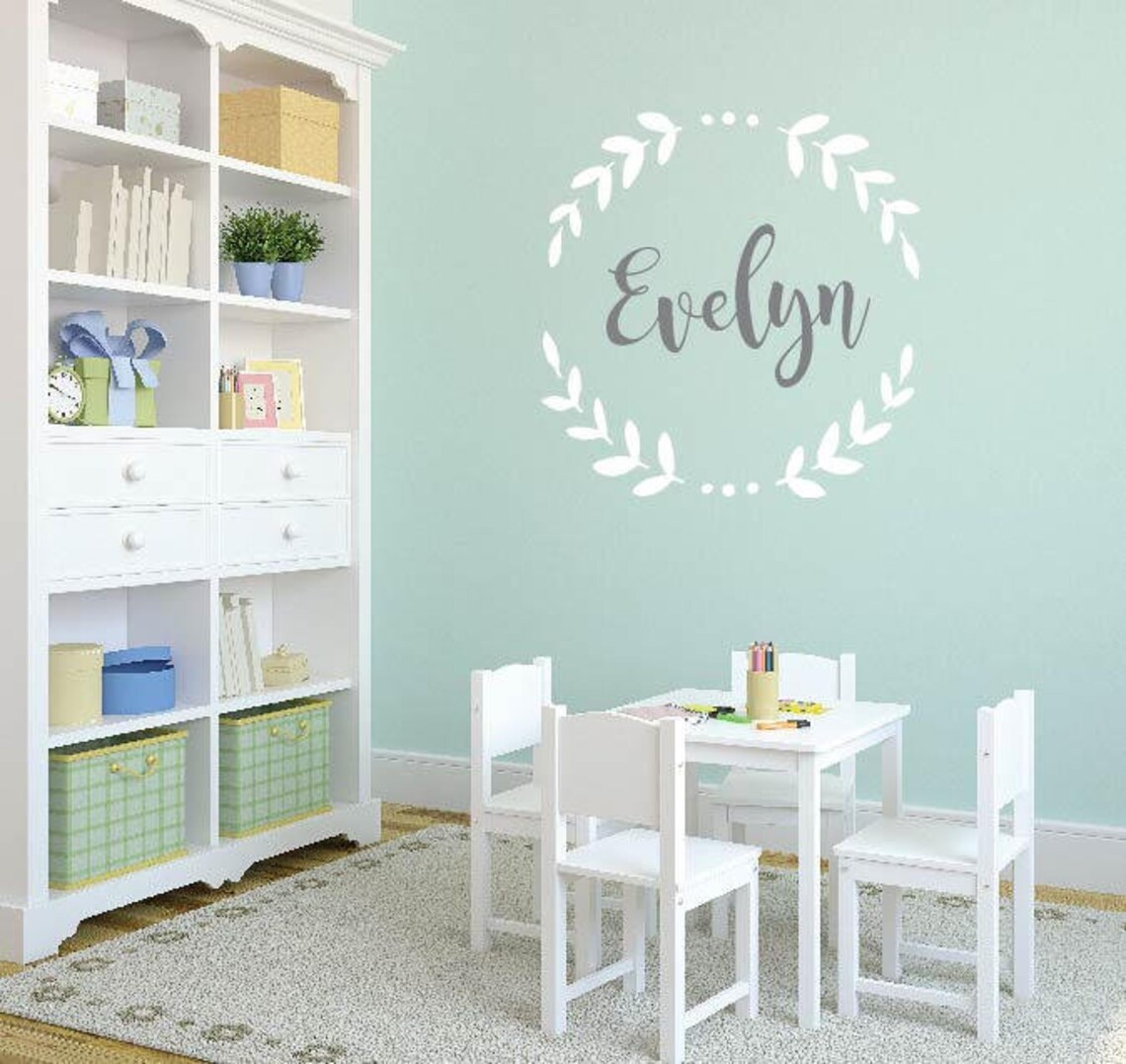 Laurel Leaf Name Decal LARGE Wall Decal | Laurel Leaf Decal | Kids ...