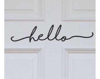 Hello Door Vinyl Decal, Hello Front Door Sticker / Hello Door Decal / Hello Front Sticker / Vinyl Decals for Door / Alphabet Garden