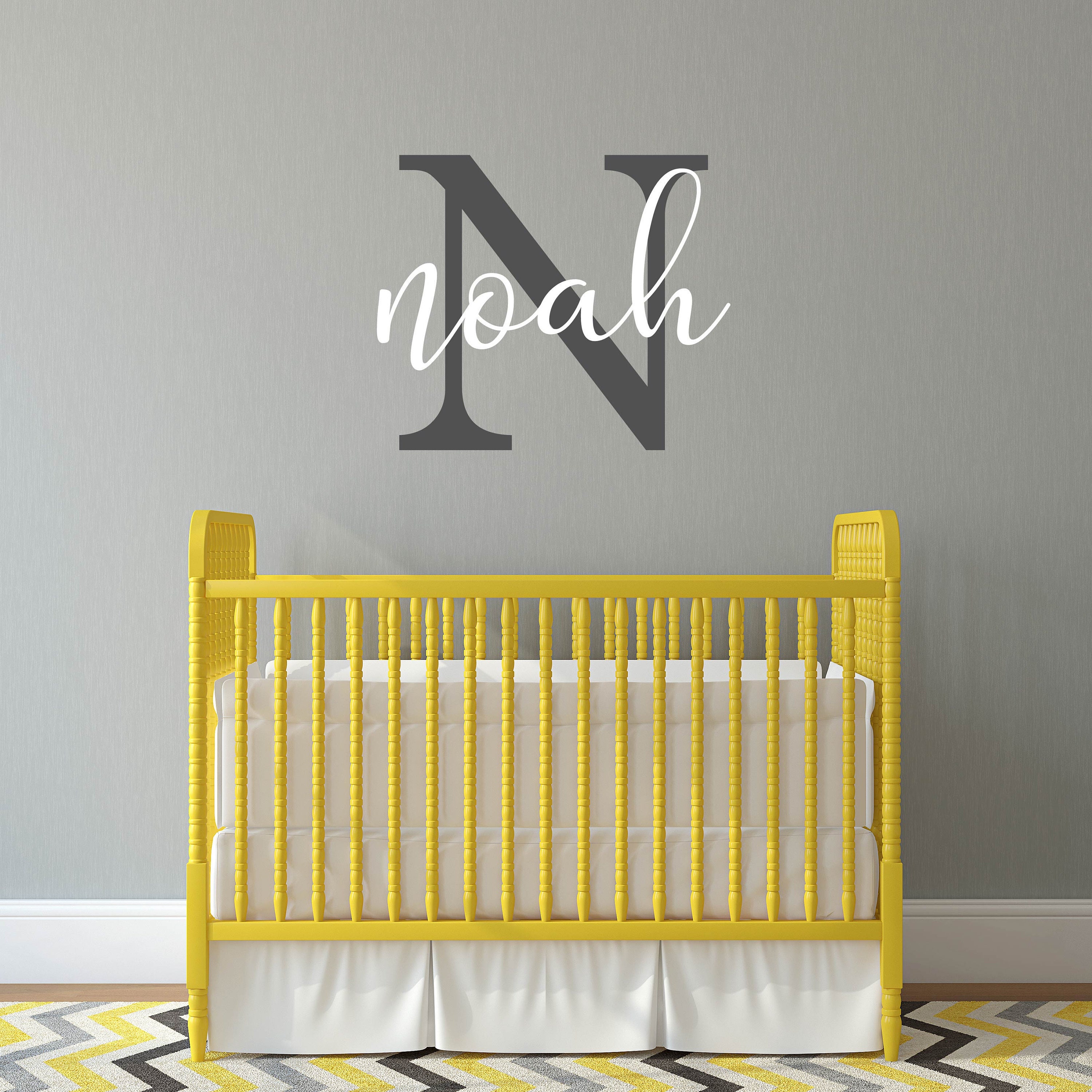 Name Initial Vinyl Wall Decals Choose Colors and font, Personalized custom for nursery, boy, girl, kids, dorm bedroom wall stickers mono500