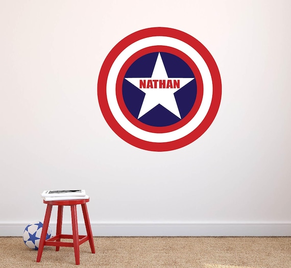 Captain America Wall Decal Vinyl Wall Decal CAPTAIN AMERICA Etsy