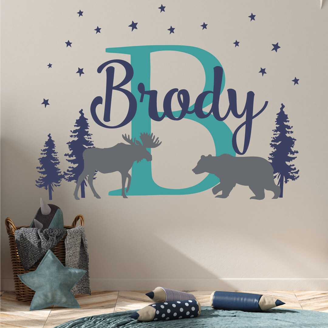Personalized Forest Animals Wall Decal: Woodland Nursery Decor - Etsy