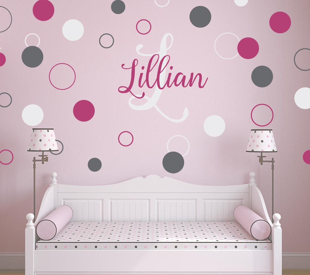 Polka Dot Wall Decal | Kids Wall Decal | Girls Personalized Monogram ...