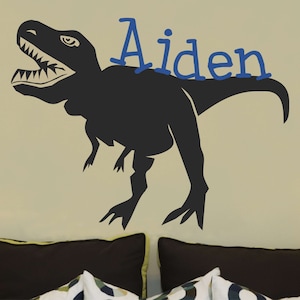 Large Dinosaur Decal T-Rex Name Wall Decal Kids Teen and Nursery Wall Decor Dinosaur DECAL Large TREX Dinosaur Wall Decal image 1