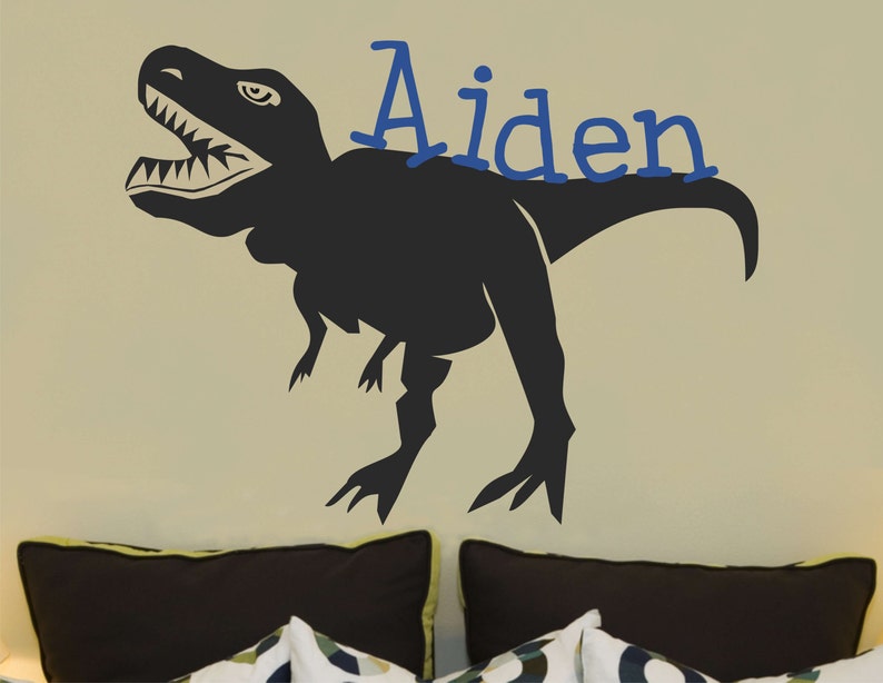 Large Dinosaur Decal T-Rex Name Wall Decal Kids Teen and Nursery Wall Decor Dinosaur DECAL Large TREX Dinosaur Wall Decal image 1