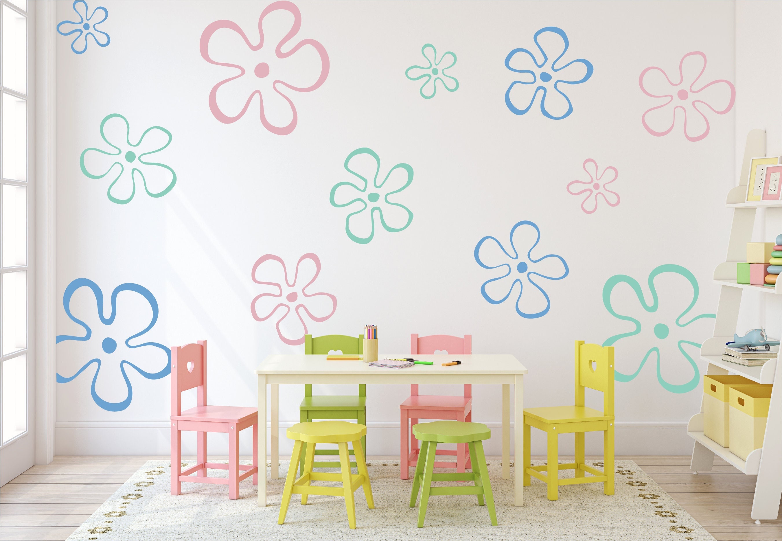 Ocean Flower Cloud Sea Spongebob Squarepants Themed Wall Decal Etsy