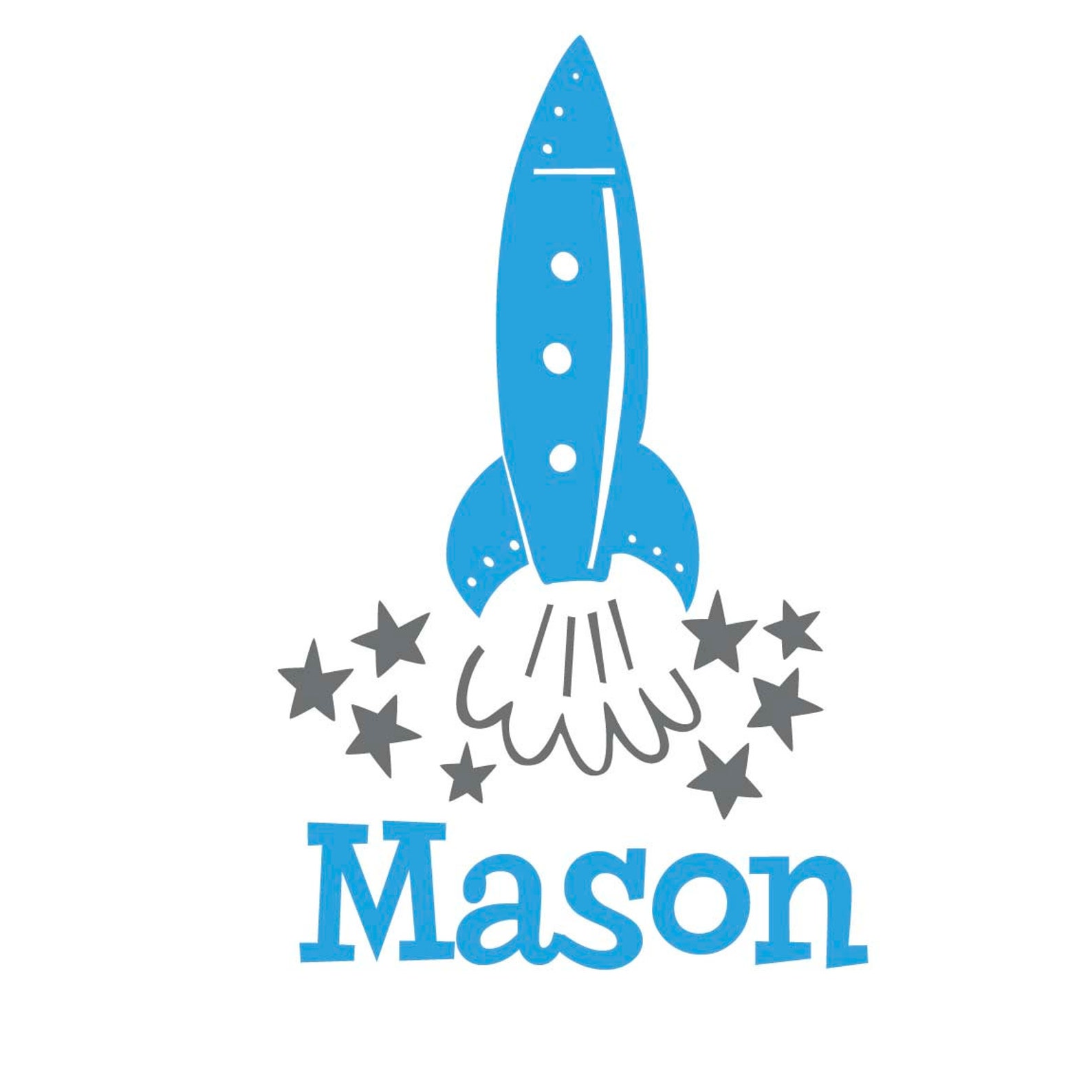Space Wall Decal Rocket Name Large More FONT COLOR choices Etsy