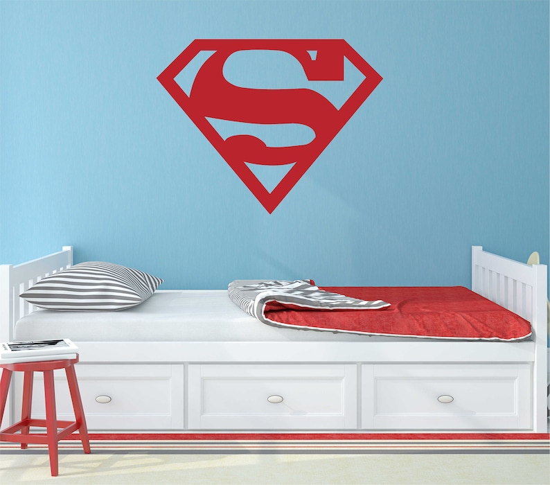 Sticker Mural Superman Vinyle Mural Sticker Superman Marvel Etsy