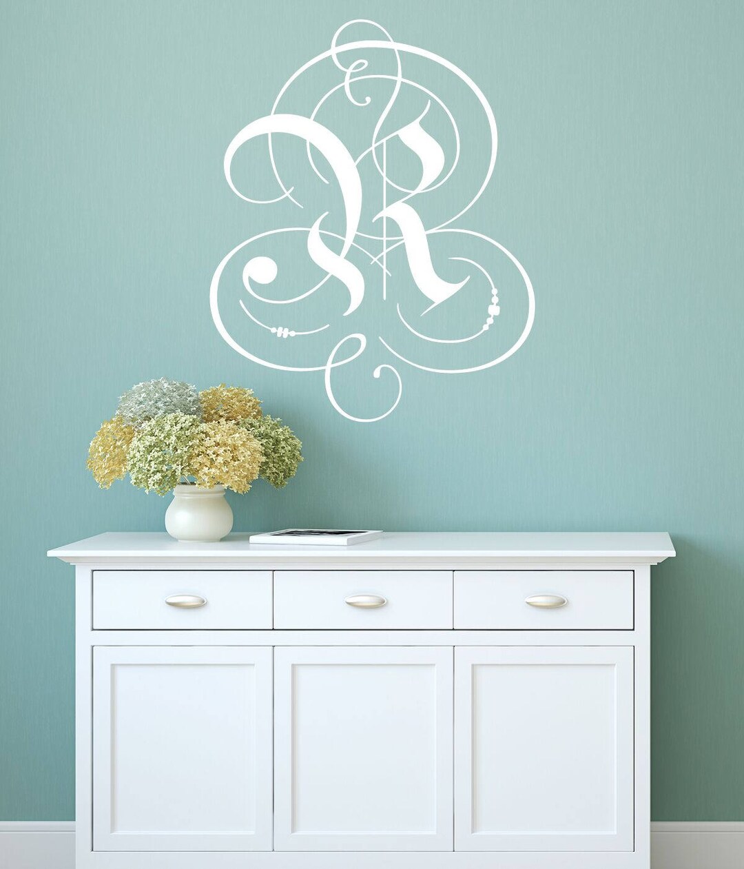 Royal Initial Monogram Wall Decal | Fancy Swirly Vinyl Sticker ...