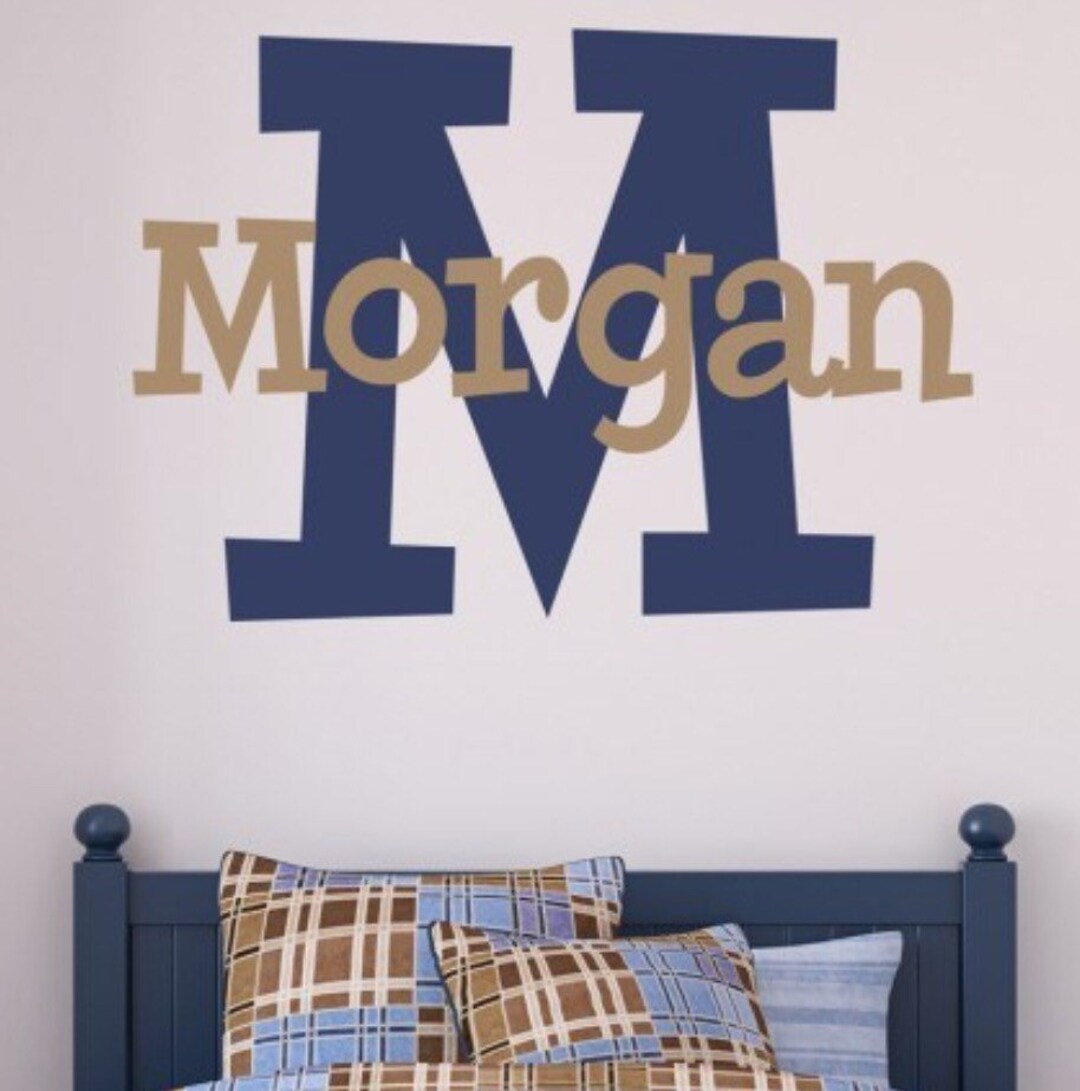 Boys Initial Name Wall Decal | Custom Name Colors Stickers for Kids ...