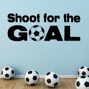 Soccer Ball Wall Decal, Shoot for the goal, Choose Color Large Sports Sticker, Football Room Decal for Kids, Teen, Gym, Office Sport107