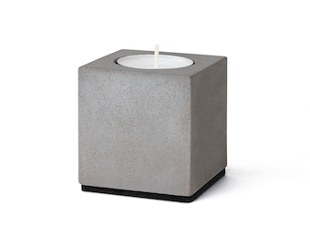 Tealight holder "Block" made of concrete, set effective light accents with the candlestick made of concrete.