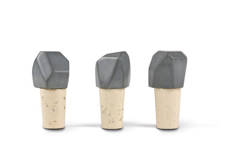 Bottle stopper Twelve made of concrete set of 3, close your wine bottles in an elegant way. image 1