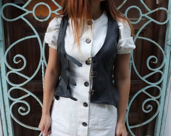 Leather vest / Womens leather vest / black lether vest / Black Stylish Leather Women Vest