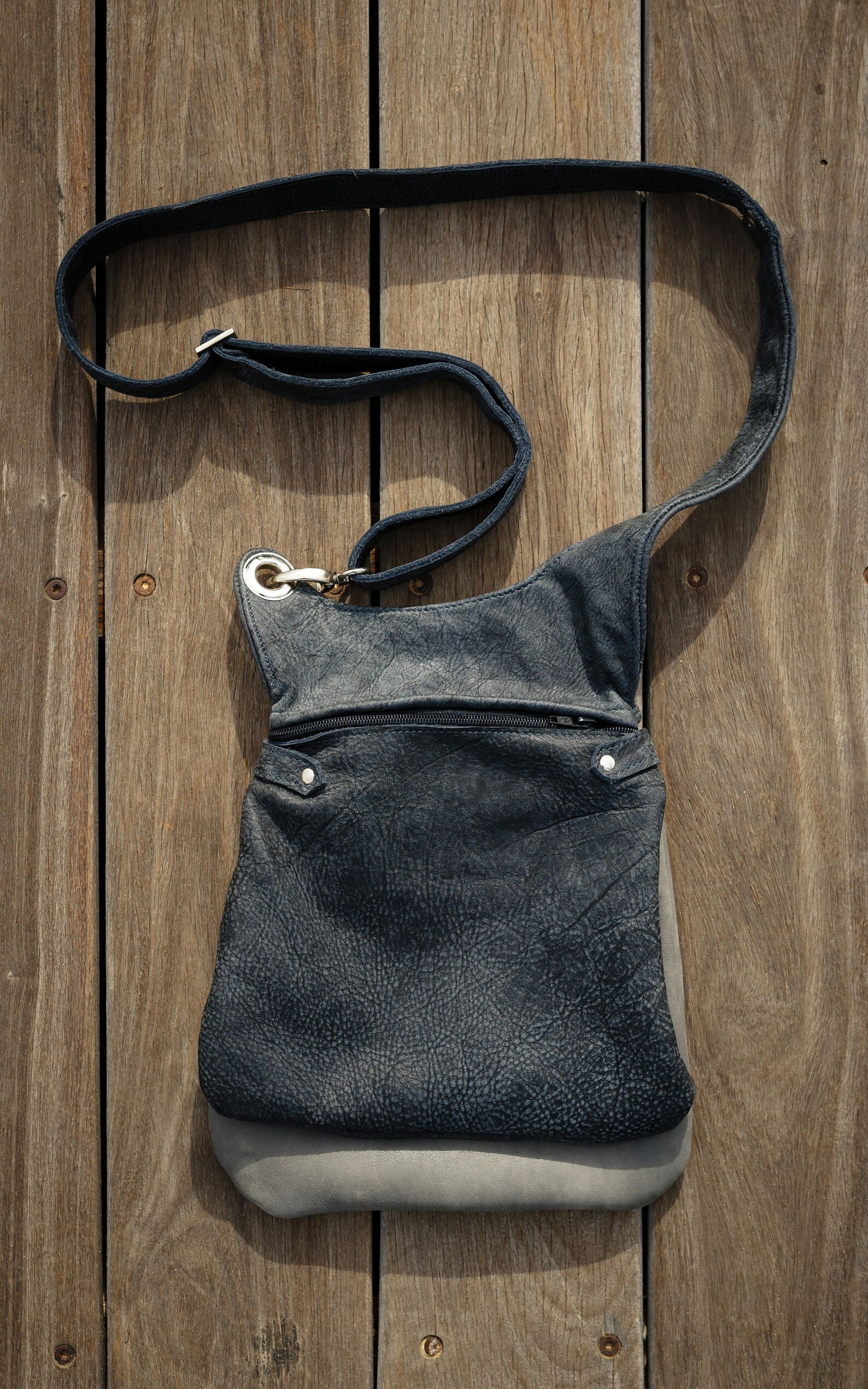 Gray Crossbody Leather Bag , Black Crossbody Bag , Leather Pocket Bag , Travel Leather Bag