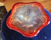 Murano Glass dish, bowl. color, orange with gold dust in glass Collectible Glass
