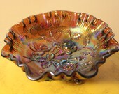 Vintage Imperial Glass Carnival Glass Footed Bowl