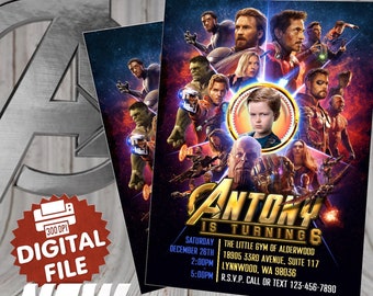 Avengers Birthday Invitation, Avengers Infinity War birthday Invitation, Infinity War Invitation, Avengers Printables, superhero invitation