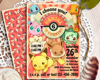 pokemon invitations etsy