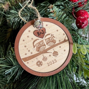 Personalized Christmas ornament, owl ornament, engraved Christmas ornament, tree decoration, love, Christmas tree decoration, gift, wedding image 2