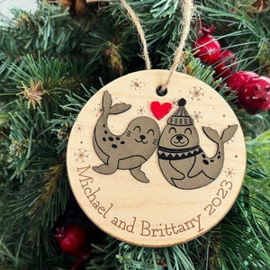 Personalized Christmas ornament, Seal ornament, couples ornament, tree decoration, love, gift, wedding